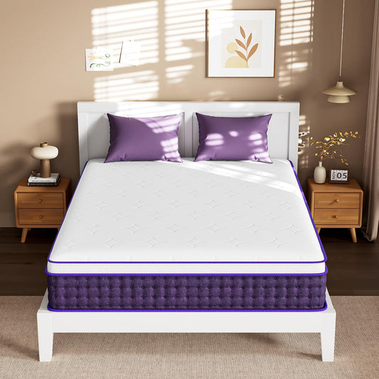 12 Inch Queen Mattress - Plush Hybrid Mattress in a Box, Cooling Gel Memory Foam for Side Sleepers, Cloud-Like Pressure Relief, Fiberglass-Free, 365-Night Trial (Queen)